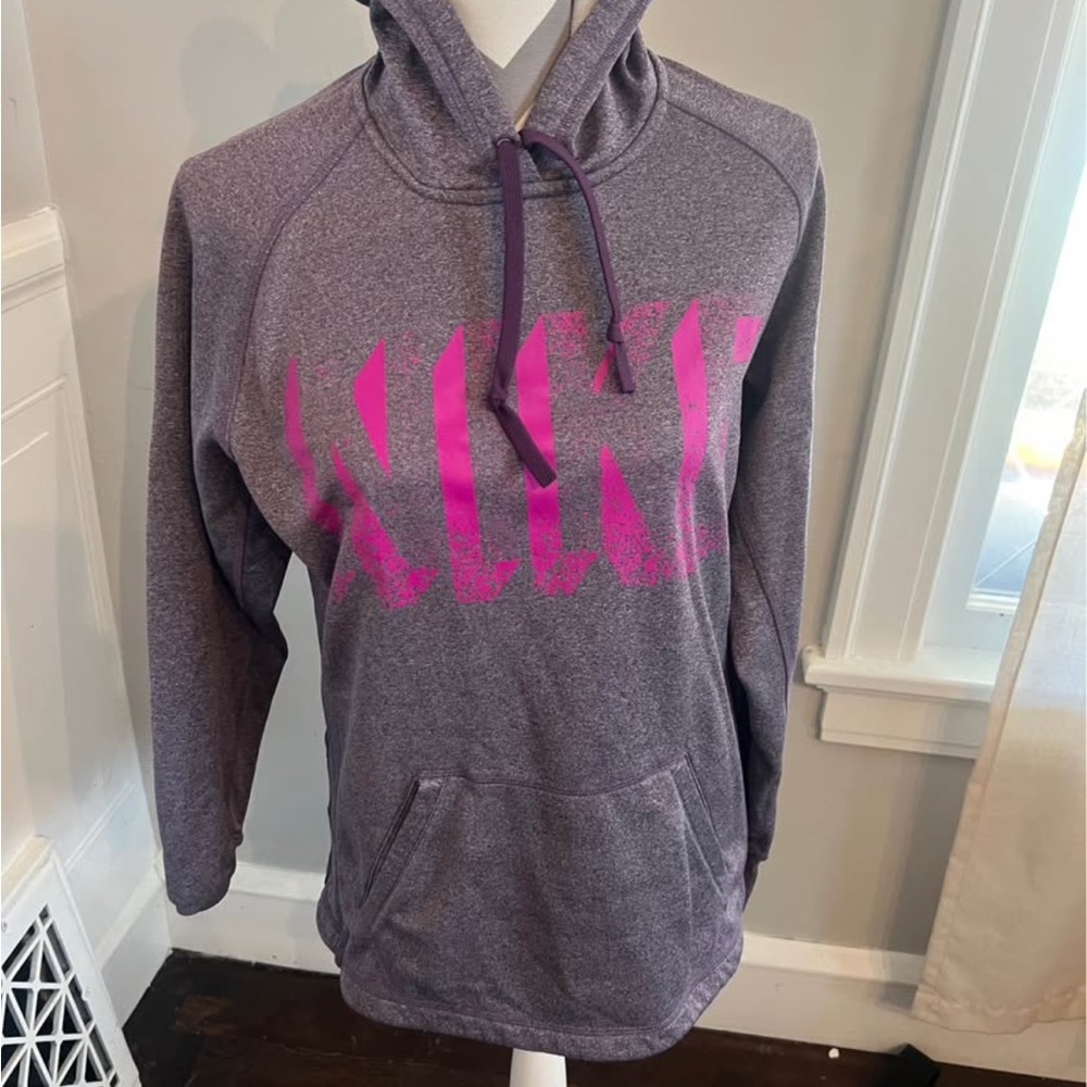 Nike Heathered Purple Hoodie with Vibrant Pink Logo